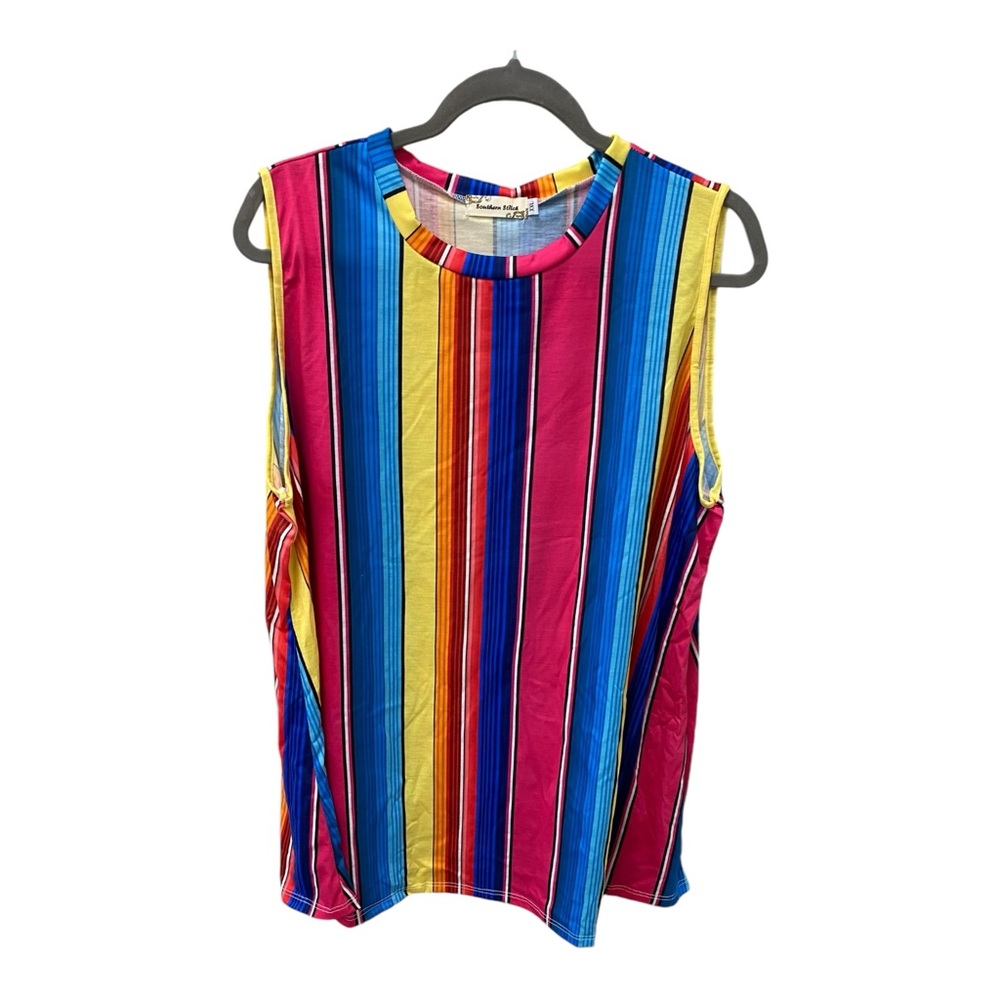 New Women’s Top Stripes with Bright Colors Sleeveless A210